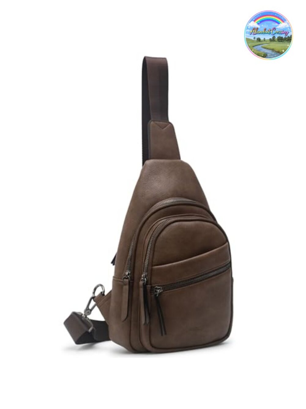 Oversized PU Leather Sling Bag Crossbody Chest Bag Travel Hands-Free